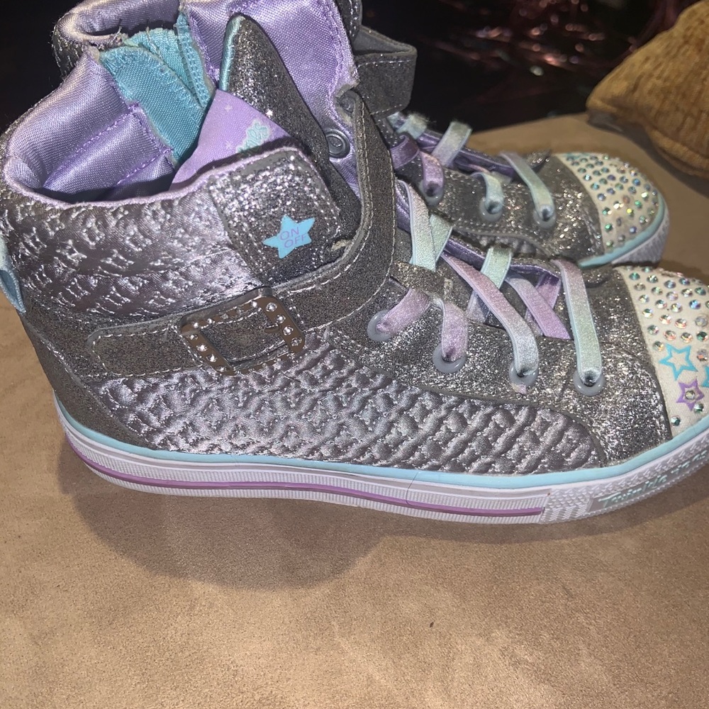 Girls Skechers rainbow light up sneakers